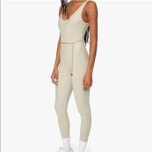 NEW WeWoreWhat Women's Size XS Khaki Ribbed Scoop Neck Jumpsuit